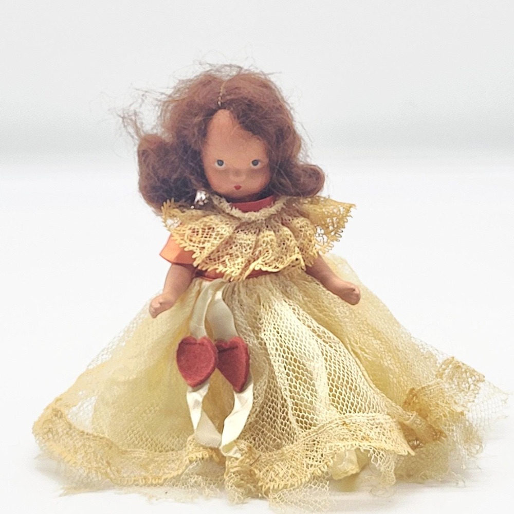 Vintage Nancy Ann Storybook Doll #157 Queen of Hearts Bisque 1940s 5.5in
